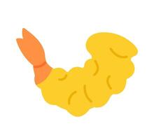 Bright yellow shrimp illustration with a playful design for culinary inspiration vector