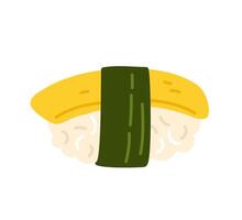 Sushi roll featuring banana and rice wrapped in nori, perfect for a creative meal option vector