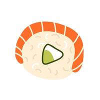 Sushi roll with salmon and avocado served on a minimalist background vector