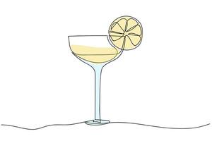 Elegant cocktail illustration featuring a glass with a lemon slice in a minimalistic style vector