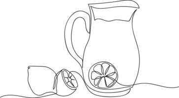 Enjoying refreshing lemonade in a simple line art style vector