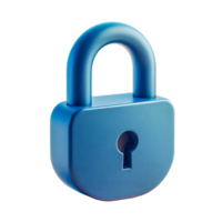 3D blue padlock icon on transparent background secure lock symbol for privacy, protection, security apps, and user interface design png