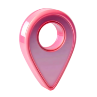 Pink Glossy 3D Location Pin Icon for Map Navigation GPS Pointer or Place Marker Isolated on Transparent Background png