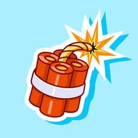 Dynamite with Burning Fuse Sticker cartoon Design vector