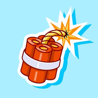 Dynamite with Burning Fuse Sticker cartoon Design
