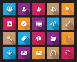 White web icons on colorful square set with shadow, Web icon set symbol . flat editable isolated set of icons vector