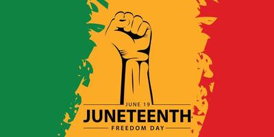 Juneteenth Banner . Waving Pan-African Flag on Orange Background. Juneteenth Freedom Day Text. vector