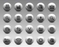 Beautiful web icons on grey 3d sphere ball. web and graphic icons for web computer and mobile vector