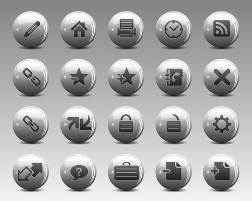 Beautiful web icons on grey 3d sphere ball. Web icon , Contact us icons for web computer and mobile