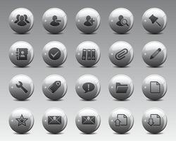 Beautiful web icons on grey 3d sphere ball. Web icon set symbol . flat editable isolated set of icons vector