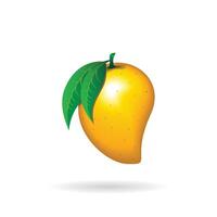 Seamless pattern with 3d single mango and leaves. Vectors graphics.