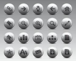 Beautiful web icons on grey 3d sphere ball. Web icons set symbol . flat editable isolated set of icons vector