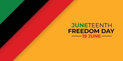 Juneteenth Banner . Waving Pan African Flag on Orange Background. Juneteenth Freedom Day Text vector