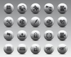Beautiful web icons on grey 3d sphere ball. Contact us icons for web computer and mobile vector