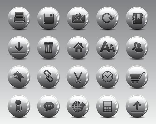Beautiful web icons on grey 3d sphere ball. Web icons set , web and communication icons for web computer and mobile