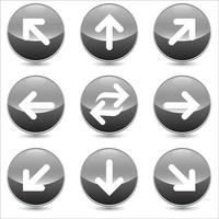 Set of 9 arrows linear icons set. right, left, up, down etc icons. Isolated collection for web sites icon on grey sphere rounded background vector