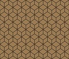Brown geomatrical cubes with light brown border on dark brown background seamless pattern vector