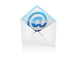 3d blue open mail envelope icon with marker new message isolated on white background. email notification with letters, check mark, paper plane vector