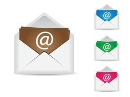 Set of mail envelope icon in 3d style. unfolded envelope mockup. Mail and e-mail. Email message illustration on white isolated background vector