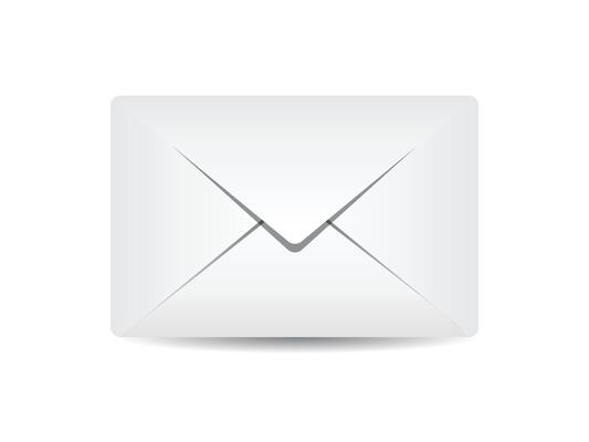 Closed envelope with shadow, unfold envelope for email marketing. Confirmation letter in flat design isolated white background