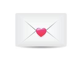 Envelope sealed with heart. romantic icon envelope. In the envelope is a card with a heart. Illustration of a love letter in flat style. vector