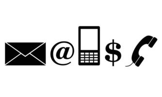 Set of 5 stationery linear icons. email, mobile, dollar, phone icons. Isolated collection for web sites icon vector