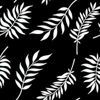 White leaves seamless pattern on black background vector