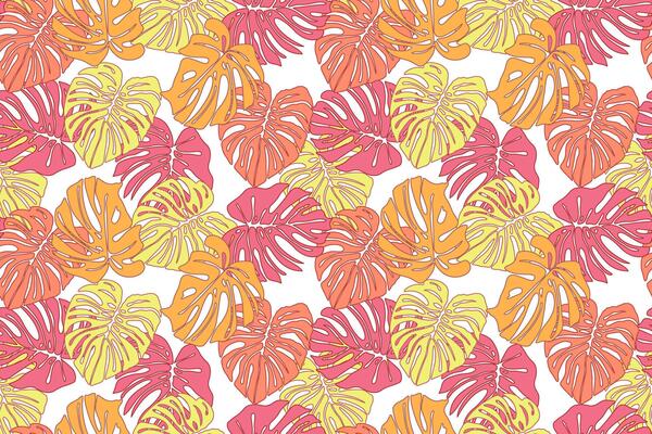 Colorful tropical monstera leaves seamless pattern for background fabric wallpaper banner