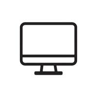 A black and white image of a computer monitor vector