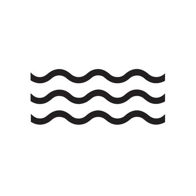A black and white wave icon on a white background