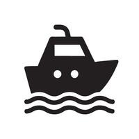 Minimal black boat icon with bold clean design on white background suitable for logos, web, apps, print, and transport themed creative projects with a nautical style vector
