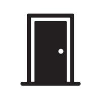 Simple black door icon with clean bold lines on white background perfect for architecture, interior, home, construction, and real estate related design and branding projects vector