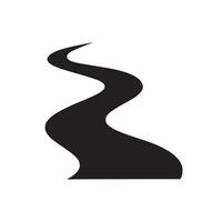 A black and white image of a curved road vector