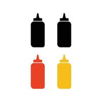 Ketchup and Mustard Squeeze Bottle Icons Set vector