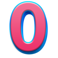 Glossy Pink Number Zero with 3D Effect on Transparent Background png
