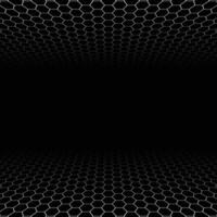 Futuristic Perspective Hexagon on Dark Background Design . vector