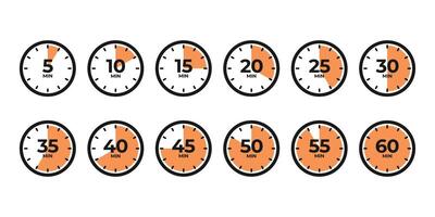 Timer, clock, stopwatch set icons isolated on white background. illustration. vector