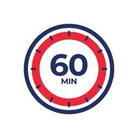 60 minute Timer, clock, stopwatch isolated icon. vector