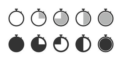 Timer, clock, stopwatch set icons. Countdown timer symbol icon set. illustration vector