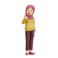 3D muslim girl character with hijab feels happy and romantic shapes heart gesture png