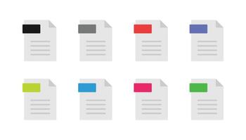 Document Symbol Set. Paper document page icon. flat style icons. vector