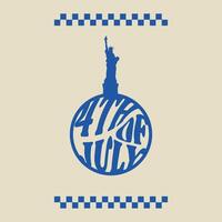4th of July Minimal Liberty Statue in Circular Typography Design vector