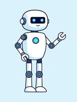 Illustration of a Robot Raising Its Left Hand While Smiling vector