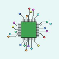 Simple Computer CPU Chip Illustration vector
