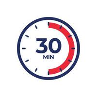 30 min Timer, clock, stopwatch isolated icon. Countdown timer symbol. . vector