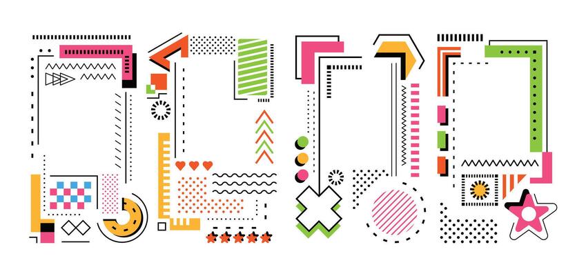 Vibrant and Colorful Abstract Frames Featuring Bold Geometric Shapes and Designs Posters