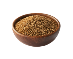 View of Some Ajwain in a wooden bowl on a transparent background png
