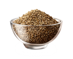 View of some Ajwain on a glass bowl on a transparent background png
