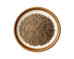 View of some Ajwain on a plate on a transparent background png
