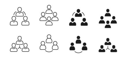 Business hierarchy and team icons, people connected symbol set vector
